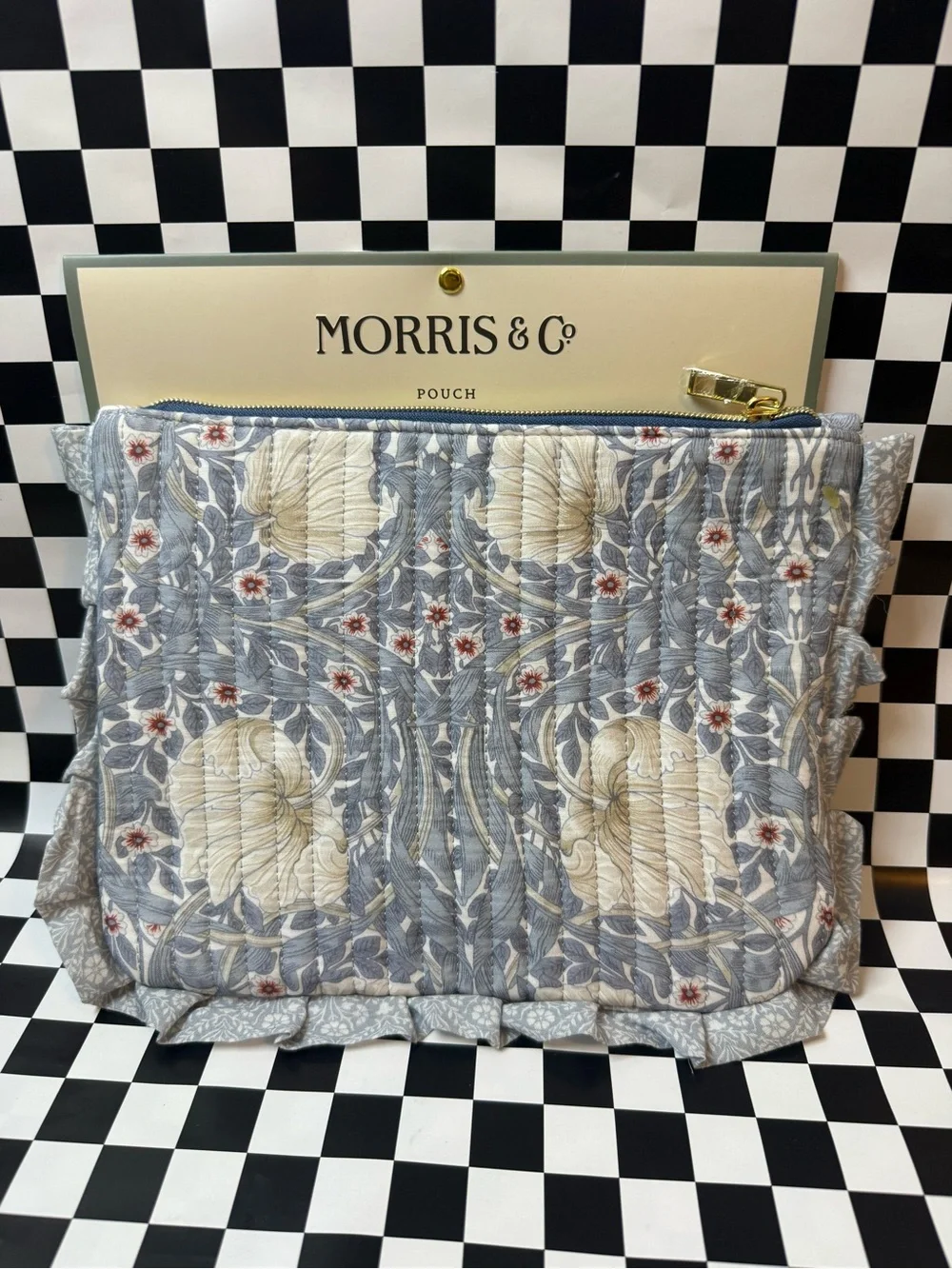 Morris & Co. Quilted Blue Floral Cosmetic Pouch